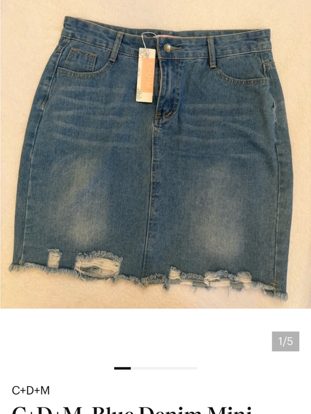 WHOLE OUTFIT SIZE LARGE. Love tree Women's Ribbed Pink crop and NEW denim skirt. - Picture 5 of 10